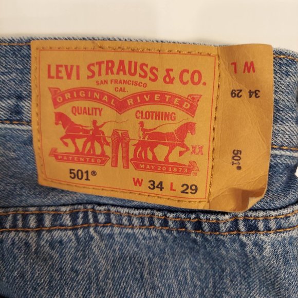 Levi's Men 34x27 501 Button Fly Jeans Straight Leg - Picture 8 of 11